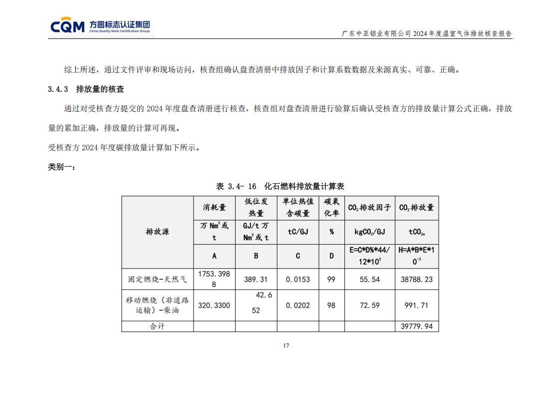 03廣東中亞鋁業(yè)有限公司溫室氣體核查報告-ISO14064 - 終稿(圖21)